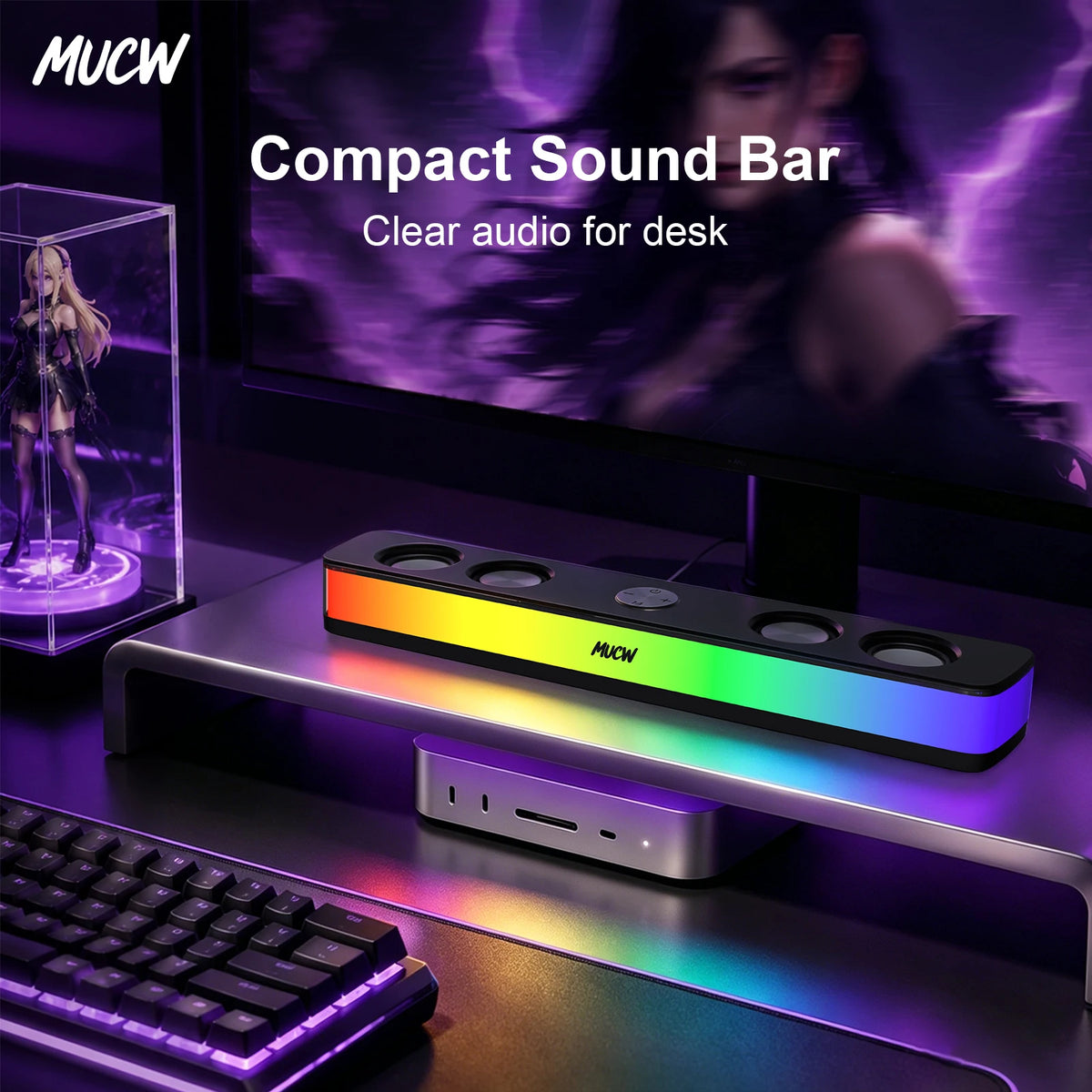RGB Gaming Soundbar - Bluetooth & USB PC Speaker for Monitor